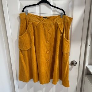 Modcloth/Hell Bunny - Yellow Corduroy Skirt - Size UK 22/US 18